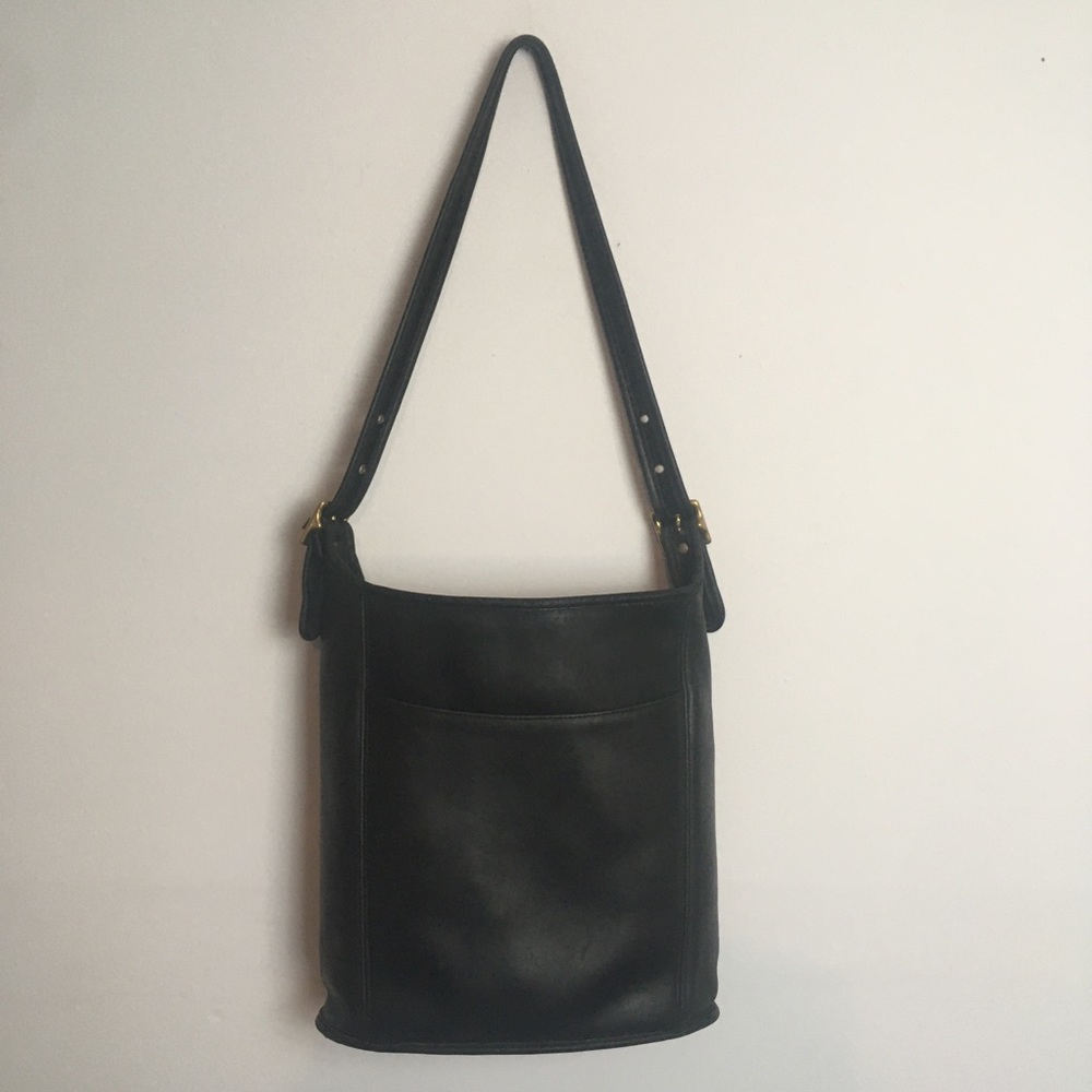 Vintage black leather Coach bag